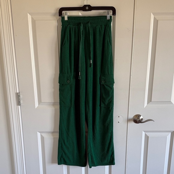 New Mix Pants - New Mix Green Wide-Leg Corduroy Cargo Pants Size Small